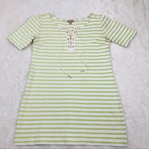 Juicy Couture lace up striped shift dress